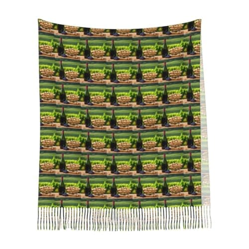 MyPiky Wine Bottle Corks Grapes Print Women Men Fringe Scarf Fashion Accessory For Winter Fall Spring Travel Holiday Wear — view 6