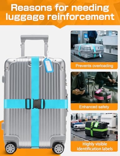 Luggage Straps, Adjustable Suitcase Straps, 2m x 5cm — view 3