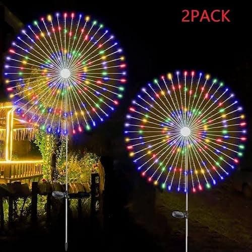 STOREX 90 LEDs Starburst Solar Powered Stake Lights Bright Multicolor LEDs Decor for Outdoor Lawn Valentines Day Pack of 2 — view 2