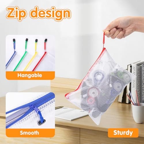 WISYOK A5 Plastic Wallets Zip, 12pcs, 23.5x16.5cm, 12 Colours — view 4
