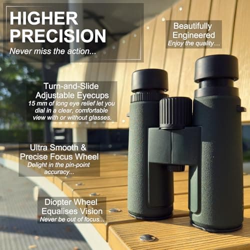 Hontry High Power 10x42 Binoculars for Adults Bird Watching (Green) — view 6