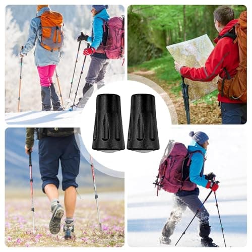 Trekking Pole Tips - 2 Pack Replacement Rubber Tips, Heavy Duty Non-Slip Hiking Pole Feet, Universal Walking Stick End | Durable Pavement Protection For Camping Climbing Outdoor Adventure Use — view 2