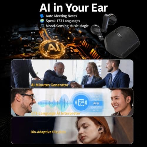 BUDZ Bluetooth 6.0 Semi-In-Ear Wireless Earbuds, 10mm PU+PEK Dual-Composite Drivers, ENC Dual-Mic Calls, 40H Playtime, 10-Min Quick Charge, Low-Latency Mode, Leather-Grain Polygonal Charging Case — view 5