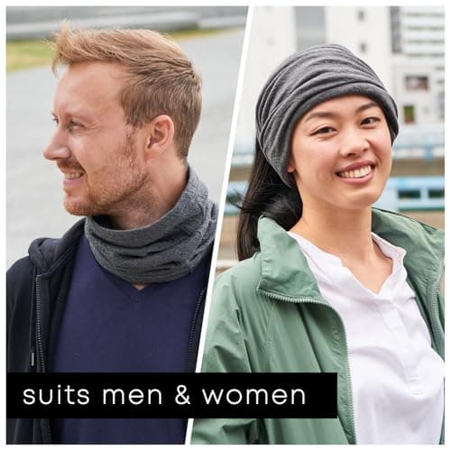 CHARM Organic Cotton Neck Warmer for Women and Men, Light Grey — view 3
