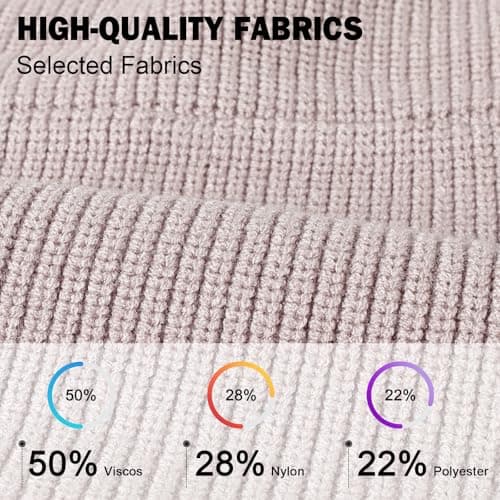 TAGVO 2 in 1 Balaclava Hat With Hooded Scarf, Windproof Slouchy Knitted Balaclava, Winter Soft Pullover Knit Beanie, One Piece Hat and Neck Warmer, Unisex Scarves & Wraps Beige — view 2