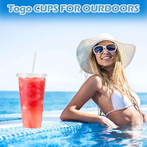 12 Pack 710ml Reusable Plastic Cups with Lid Straws Letter Stickers Brushes — view 2