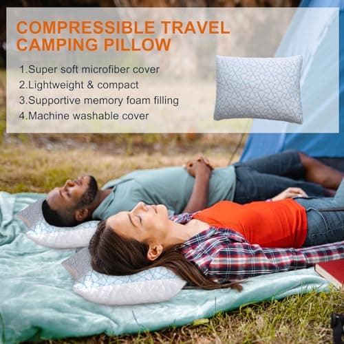 tuphen Travel & Camping Memory Foam Pillow - Cooling Compressible Camping Pillow for Sleeping Compact Firm Supportive Small Pillow for Adults Kids Outdoor Backpacking Hiking Essential with Storage Bag — view 4