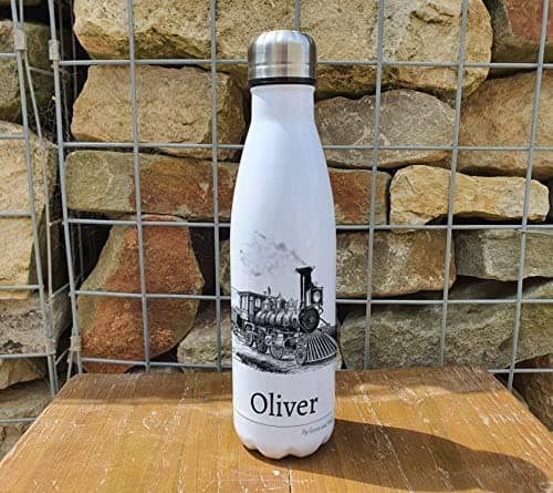 Train Insulated Bottle Personalised Vehicle - Gift for Steam Train Lover - Personalised Vehicle Thermal Flask - Stainless Steel Water Bottle — view 4