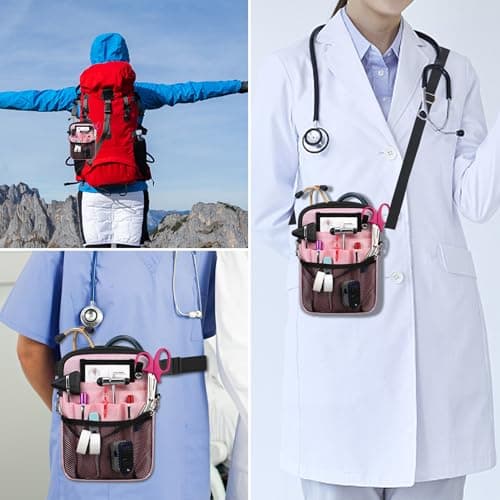 BOVKE Nurse Fanny Pack with Medical Gear Pockets, Tape Holder, Medical Bag Nurse Waist Pouch Organizer with Utility Storage for Stethoscopes, Bandage Scissors and Other Emergency Supplies, Pink — view 6