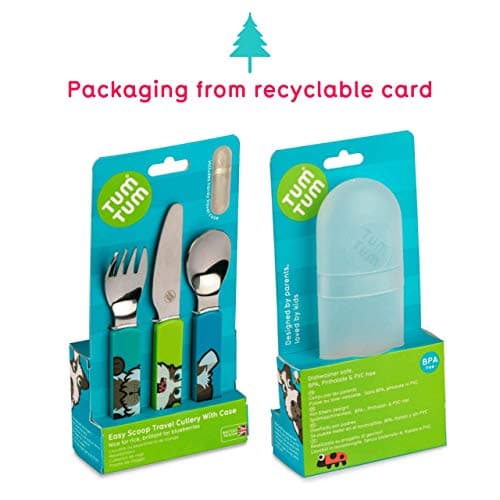 TUM TUM Toddler Cutlery Set with Travel Case, 3 Pcs Kids Cutlery Set Stainless Steel Includes 1 x Fork/Spoon/Knife, Kids Travel Cutlery Sets, BPA Free (Scruff The Dog) — view 6