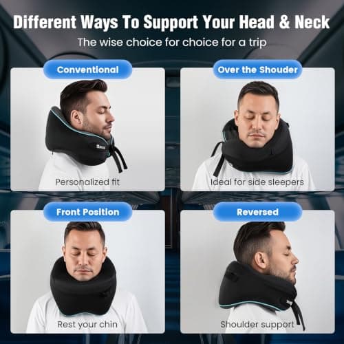 Travel Pillow, Memory Foam Neck Pillow for Travel, 360° Support for Flights — view 5