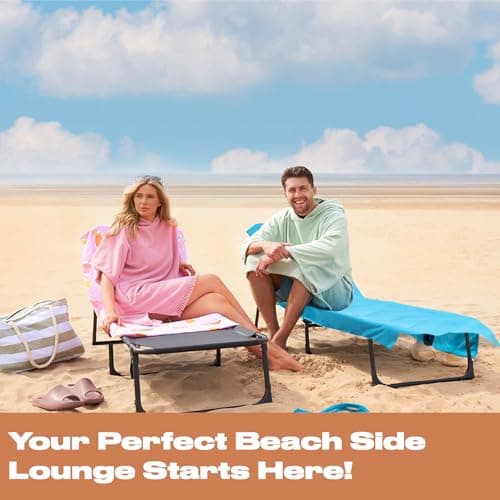 Brentfords Large Beach Towel in a Bag, Soft Quick-Dry Absorbent Lightweight Easy Storage Sun Lounger Towels with Pockets For Poolside Beach or Holiday Accessories, 75 x 215cm - Natural Leopard Print — view 4