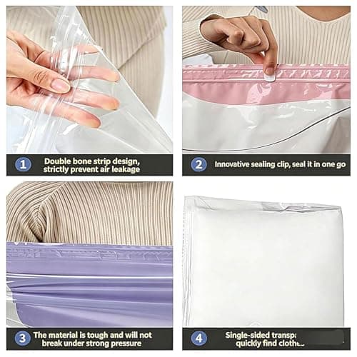 2 Pcs No-pump Vacuum Storage Bags, Press & Seal Reusable Space Saver Bags, Luggage Compression Storage, Thickened Vacuum Bag, For Bedding Clothes Blanket Pillow Mattress Home Travel Road Trip Closet — view 5