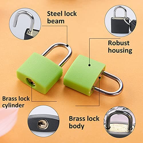 10 Pack Small Colored Padlocks,Mini Suitcase Locks Key Padlock Multicolor Coated Metal Padlocks with Keys for School Gym Locker Baggage Locks Filing Cabinets Toolbox — view 3