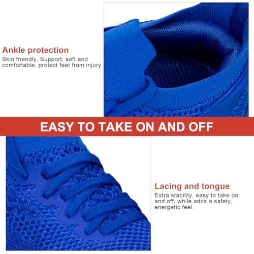 Abboos Women's Walking Shoes - Lightweight Breathable Tennis Sneakers for All-Day Standing & Gym Workouts, Non-Slip Athletic Shoes for Travel and Jogging, All-sapphire Blue, 7 UK — view 4