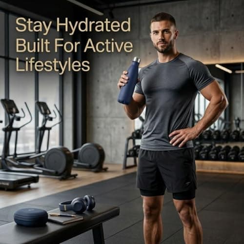A2Z Stainless Steel Water Bottle 500ml Vacuum Insulated Flask Double Wall Leakproof Reusable Drinks Bottle for Hot & Cold Drinks Gym Travel 27x7cm 0.36kg Black Navy Pink Beige — view 6