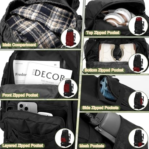 Auniq Hiking Backpack, 100L Large Capacity Trekking Rucksack Waterproof Hiking Rucksack Travel Bag Lightweight Outdoor Camping Daypack for Men Women Climbing Cycling Camping Travelling Outdoor Sports — view 3