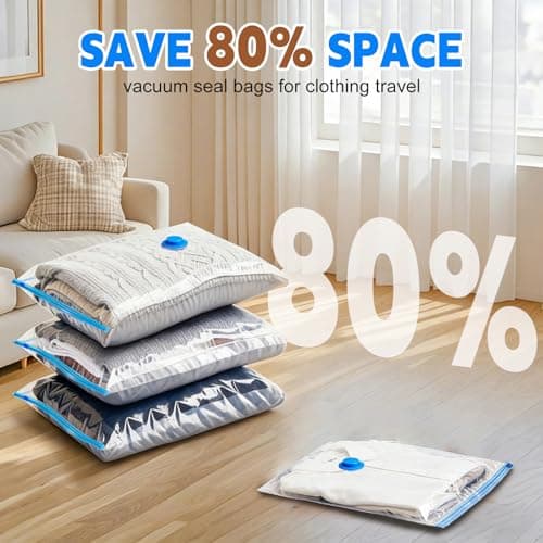 12 Pack Vacuum Storage Bags for Clothing Travel with Cordless Electric Pump — view 2