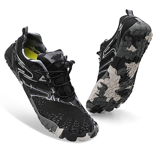 XIHALOOK Mens Womens Womens Hiking Shoes Quick Dry Barefoot Walking Shoes Beach Hiking Kayaking Surfing Training Shoes, A Grey Black, 7/8 UK