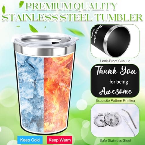 CNSJ 6 Sets 12 OZ Appreciation Gifts Stainless Steel Cup Travel Tumbler with Straw and Lid Inspirational Insulated Mug Bulk for Women Coworker Teacher Friends — view 3