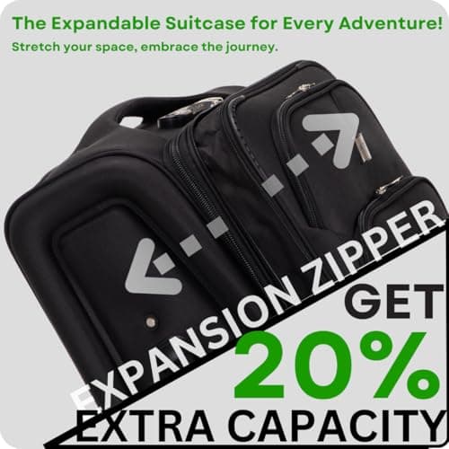 ATX Luggage 24" Medium Suitcase Soft Shell 73L Expandable Lightweight 20-23KG Hold Check in with 4 Spinner Wheels and Built-in 3 Digit Lock (Black) — view 5