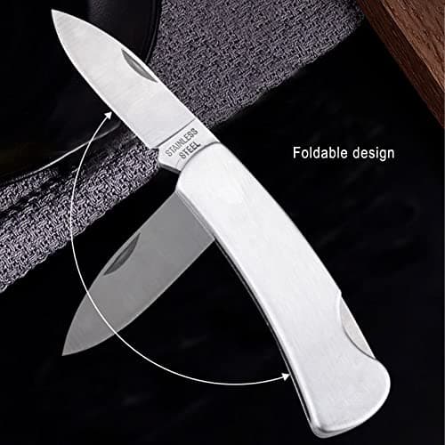 LLHQAMT Fruit Knife, 3 Pieces of All Steel Foldable Small Kitchen Knife, All Steel Handle, Small and Easy to Carry, Exquisite and Beautiful, Suitable for Most Types of Vegetables and Fruits(4.9 inch) — view 4