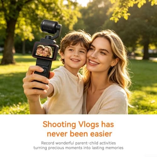 Linhexis 1080P Vlogging Camera with 180° Auto-Rotating Lens(Orange) — view 3