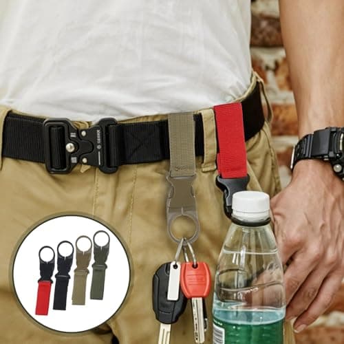 4Pcs Hanging Water Bottle Clip for Backpack, Portable Water Bottle Buckle Clip for Outdoor Camping Hiking Traveling Backpack Belt Nylon Webbing Strap Tools — view 6