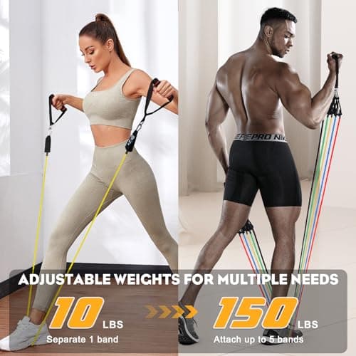 Resistance Bands Set with Handle, 5pcs Exercise Band for Men and Women — view 3