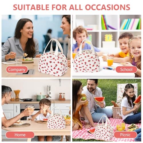 AOOTE Insulated Cooler Lunch Bag, Adults Kids Packed Lunch Box, Corduroy Cool Bag Lunche Box Container, Reusable Cooler Bags for Girls Boys Adults, Leakproof Tote Bags for Work School Picnic Travel — view 6