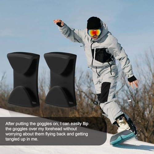 Gosknor 2pcs Goggle Clip, Adhesive Ski Helmet Goggle Clip Replacement for Ski/Snowboard Helmets Gadgets Accessories to Fix Goggles (Black) — view 5