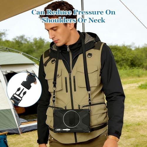 Universal Black Shoulder Strap for Tablet Case Detachable Nylon Carrying Strap with Adjustable Buckle Replacement Neck Belt for iPad Samsung Tab Camera Bag Notebook — view 5