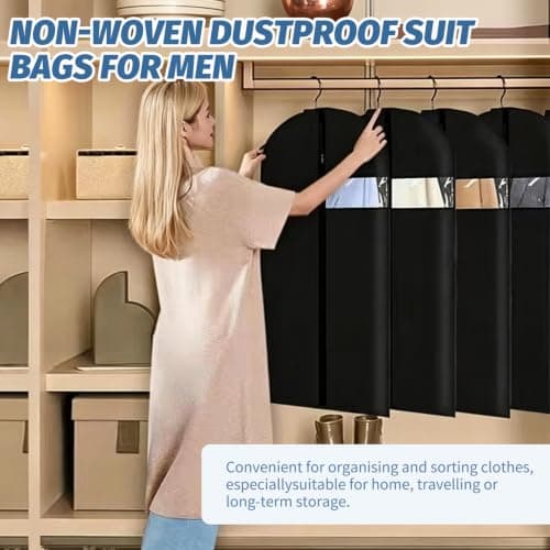 Ruiunchu 7 Pcs Suit Bag Cover Carriers Hanging Clothes Men Women 60x100cm — view 4