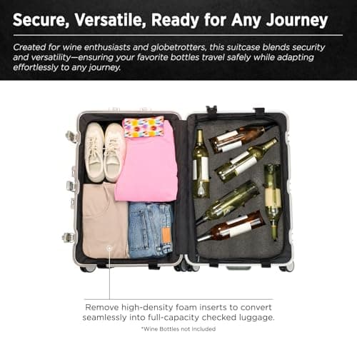 VinGardeValise® VinAluminum Wine Travel Suitcase - 12-Bottle Aluminum Luggage with TSA Lock, Shockproof Foam Inserts, Spinner Wheels, Hard Shell, Airline Approved — view 4