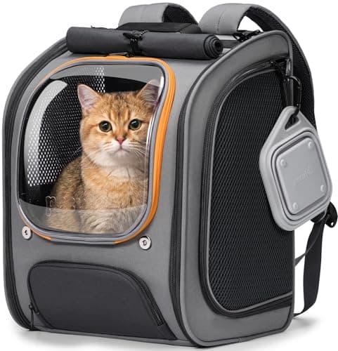 pecute Cat Backpack with Foldable Bowl, Bubble Cat Carrier, Grey