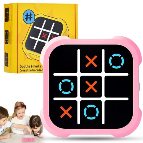3-in-1 Electronic Tic Tac Toe Toy, Electronic Tic Tac Toe Bolt Game (Pink)