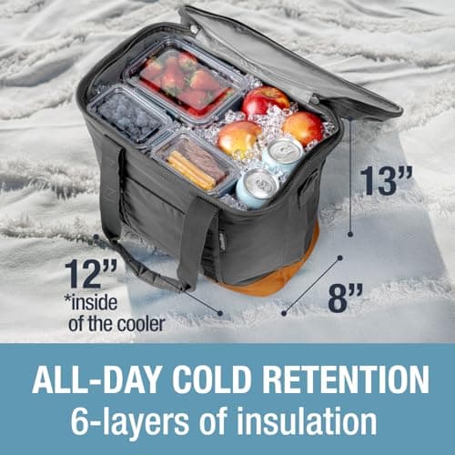 CleverMade Pacifica Collapsible Cooler, Medium Insulated Bag, Cool Gray — view 4