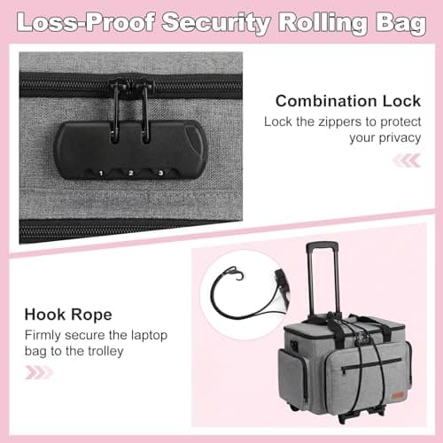 Housolution Rolling Teacher Bag with Wheels, Fits for 17" Laptop, Gray — view 5