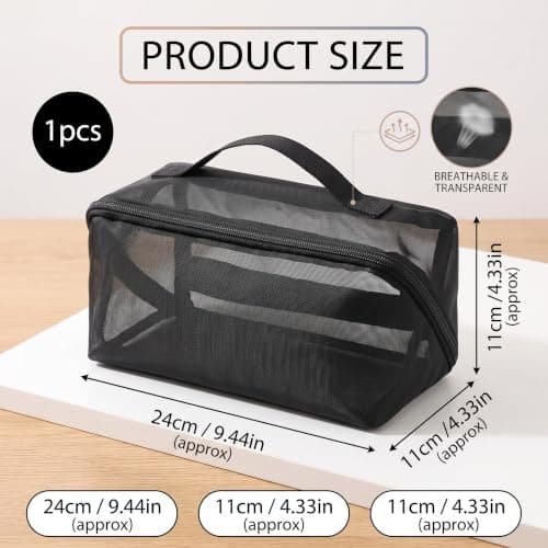 Mesh Makeup Bags, Portable Travel Organizing Toiletries Makeup Pouches — view 2