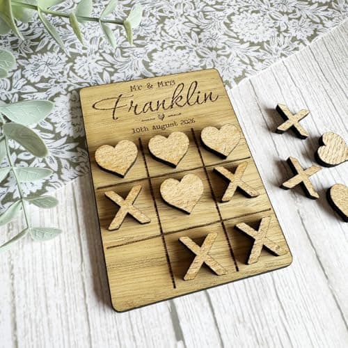 Personalised Wedding Table Game, Hearts & Crosses Kids Activity Favour — view 2