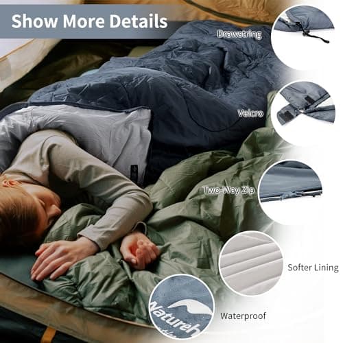 Naturehike Sleeping Bag for Adult, Combine Double Sleeping Bag, Oversized 220×85cm,L and R,3 Season, Ultralight Lightweight Compact with Compression Bag — view 5