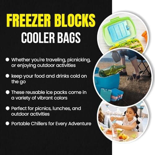 ZOPPER Reusable Ice Packs - Freezer Blocks 8cm mini Cooler Bags Assorted Colors RCoolest for Hours Powerful Chillers Lunch Box Travel Picnic and Outdoor Activities Ice Brick Picnic- 6pk — view 6