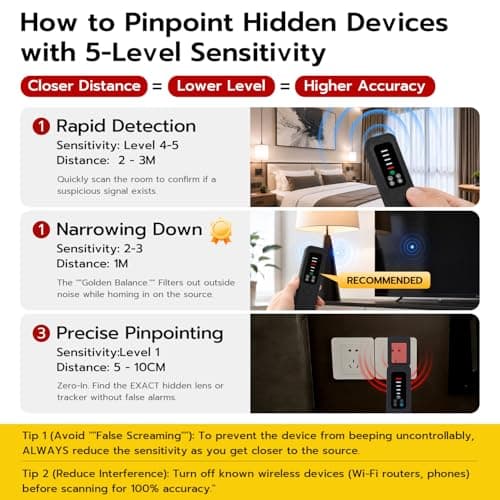 Mcbazel Hidden Camera Detector, Anti Spy RF Bug Sweeper for Hotel Travel — view 4