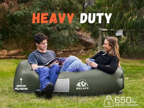 WEKAPO Inflatable Lounger Couch: Portable Air Sofa Chair & Essential Accessory for Camping, Beach, Hiking, Lawn, Backyard, Indoor/Outdoor Movies & Music Festivals – Airtight, Pump-Free Air Hammock — view 4