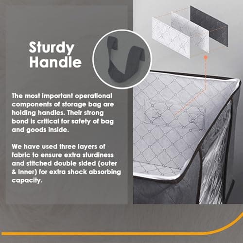 Storage Bags | Clothes Boxes, 6 Pack Grey, 90L Capacity Large Moving Bag — view 4