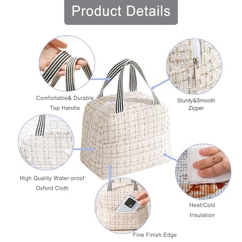 Binoster Small Cooler Bag for Women Girls Small Cooler Bag for Work School Picnic Travel Beach — view 2