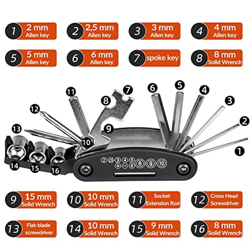 ROCKBROS Bicycle Repair Tool Bike Pocket Multi Function Folding Tool 16 in 1 Black — view 2