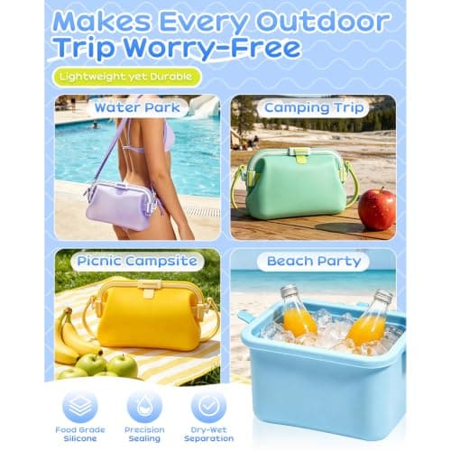 Foldable Silicone Beach Bag, Waterproof Silicone Handbag, 2000 mL Capacity — view 6