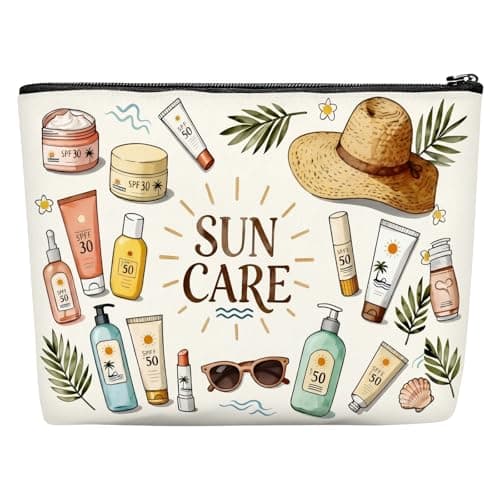 Sun Care Makeup Bag, Travel Cosmetic Bags, Portable Makeup Pouch with Zipper, Large Capacity Suncream Bags for Beach, Travel, Camping, Storage Pouch for Graduation, Holiday, Birthday Gifts