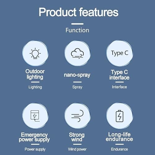 Portable Tent Fan Light ABS Silicone Stainless Steel Build — view 2